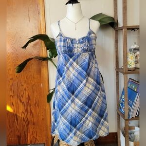 Aeropostale | Y2K 100% Cotton Blue & White Plaid Dress Size M